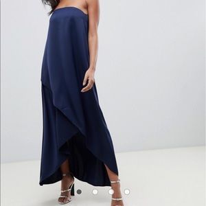 satin bandeau maxi dress